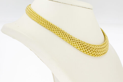 Gouden gevlochten ketting dames 18 karaat - 42 cm