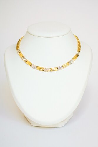 Bicolor gouden collier dames 18 karaat met diamant - 42 cm
