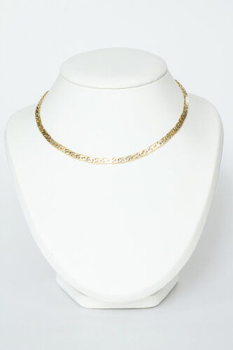 Bicolor gouden valkoog ketting 14 karaat - 42 cm