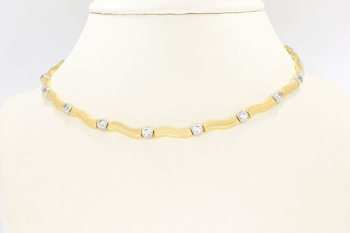 Bicolor gouden collier dames 14 karaat met zirkonia - 41,4 cm