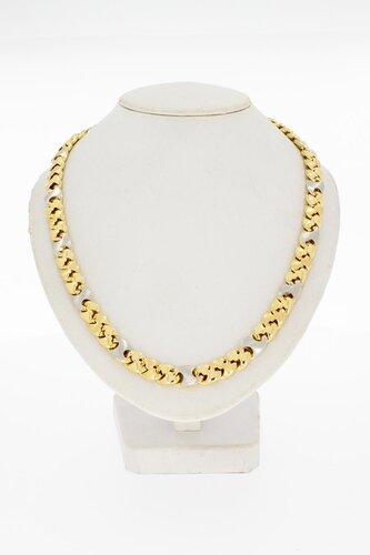 Bicolor gouden collier 14 karaat - 42 cm