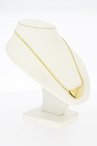 Gouden collier dames 14 karaat met diamant - 42 cm