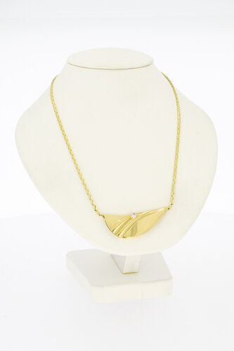 Gouden collier dames 14 karaat met diamant - 42 cm