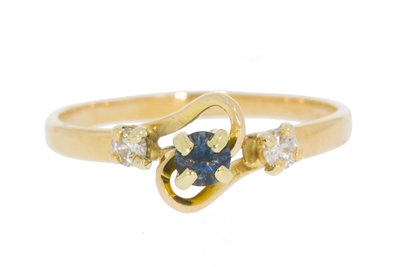 18 Karaat gouden Slagring gezet met Saffier & Diamant