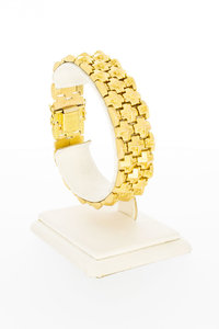 18 Karaat gouden Vintage Kruis armband- 19 cm